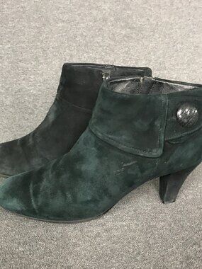 Cobb Hill by New Balance Distressed Black Suede High Heel Ankle Boots Womens 8.5